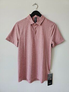 NWT LULULEMON HBRR Rose Pink Evolution Polo Pique Top Shirt Men's Medium